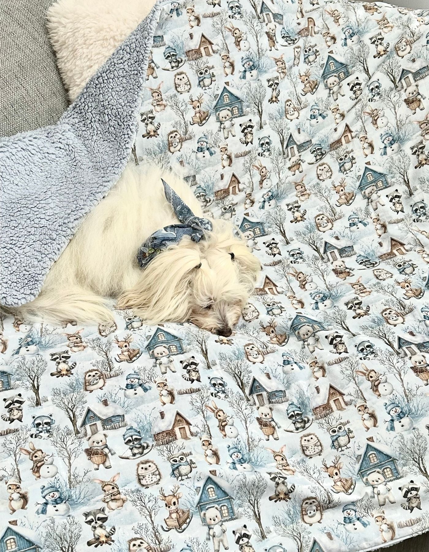 COMMANDE PERSONNALISEE - Couverte Bataille de boules de neige - 145x125cm