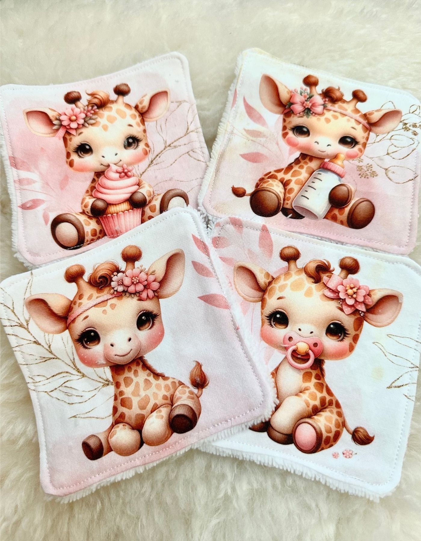 Pack de 4 lingettes - BEBES GIRAFES