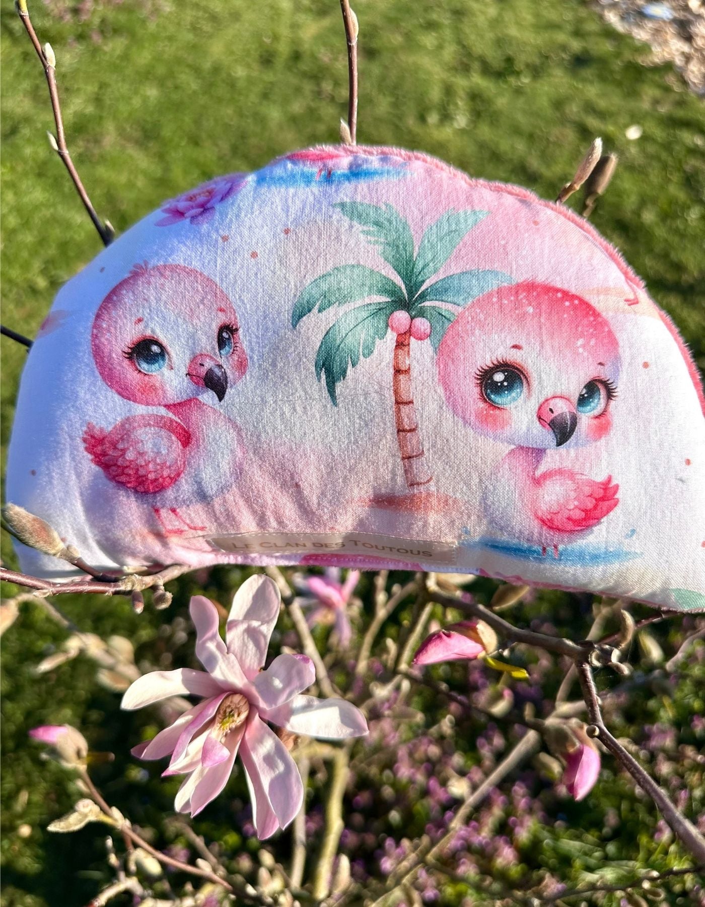 Petit coussin - FLAMANTS ROSES ET NENUPHARS -25x15cm