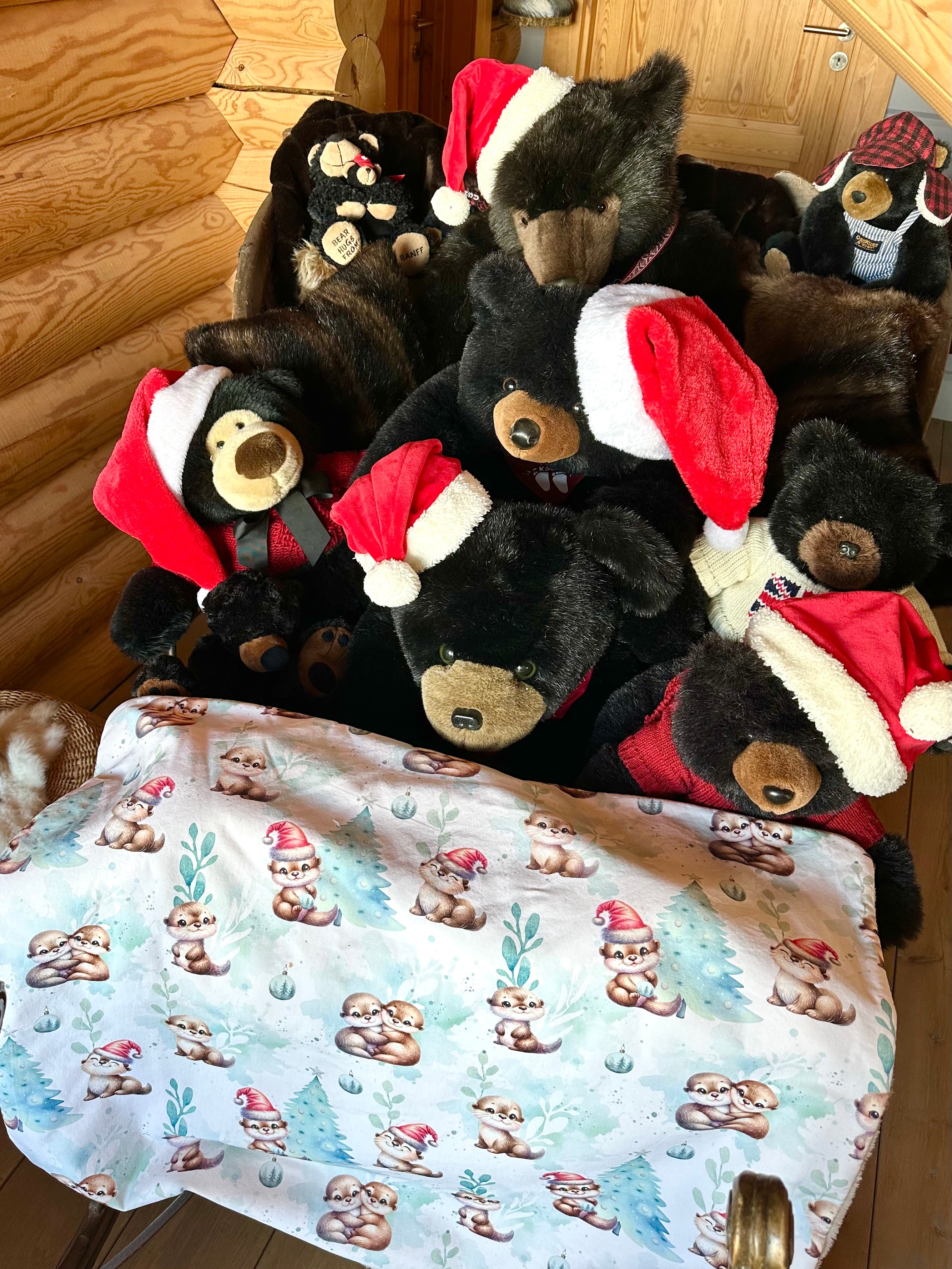 Couverture LES PETITES LOUTRES FETENT NOEL - 67x77 - Fausse fourrure