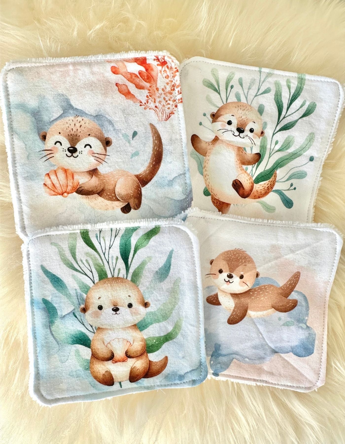 Pack de 4 lingettes - UNE PETITE LOUTRE D'AMOUR