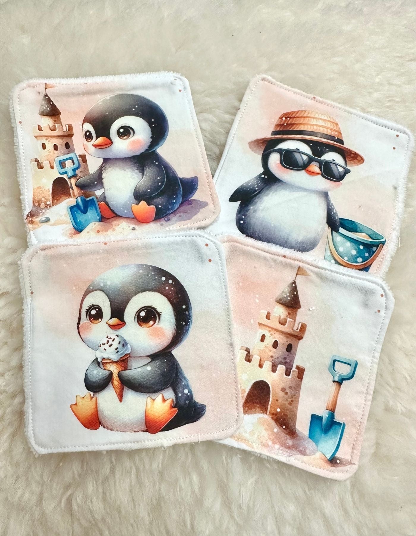 Pack de 4 lingettes - PETIT PINGOUIN A LA PLAGE