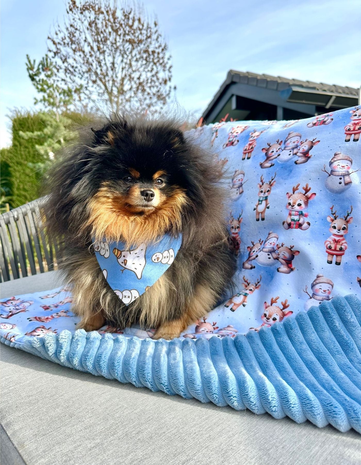 Couverture - PETITS RENNES ET BONSHOMMES DE NEIGE - 80x78cm