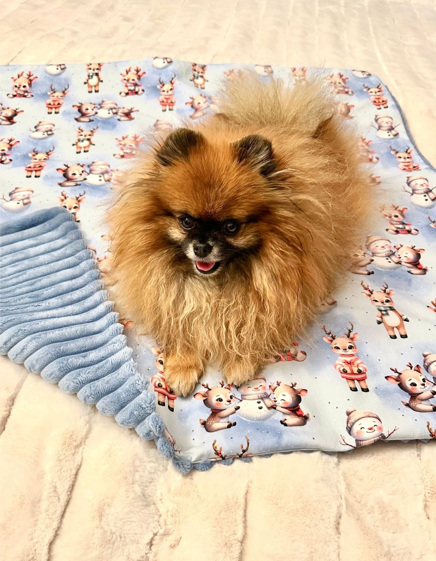 Couverture - PETITS RENNES ET BONSHOMMES DE NEIGE - 80x78cm