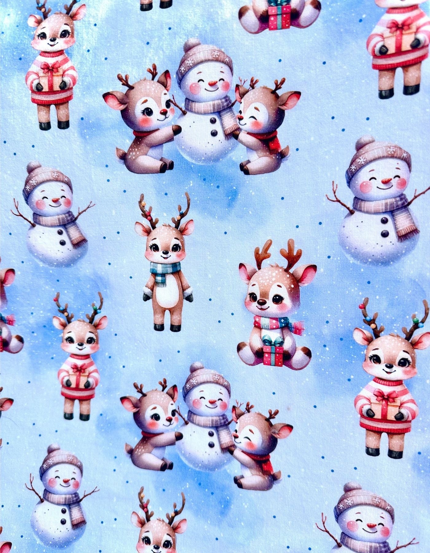 Couverture - PETITS RENNES ET BONSHOMMES DE NEIGE - 80x78cm