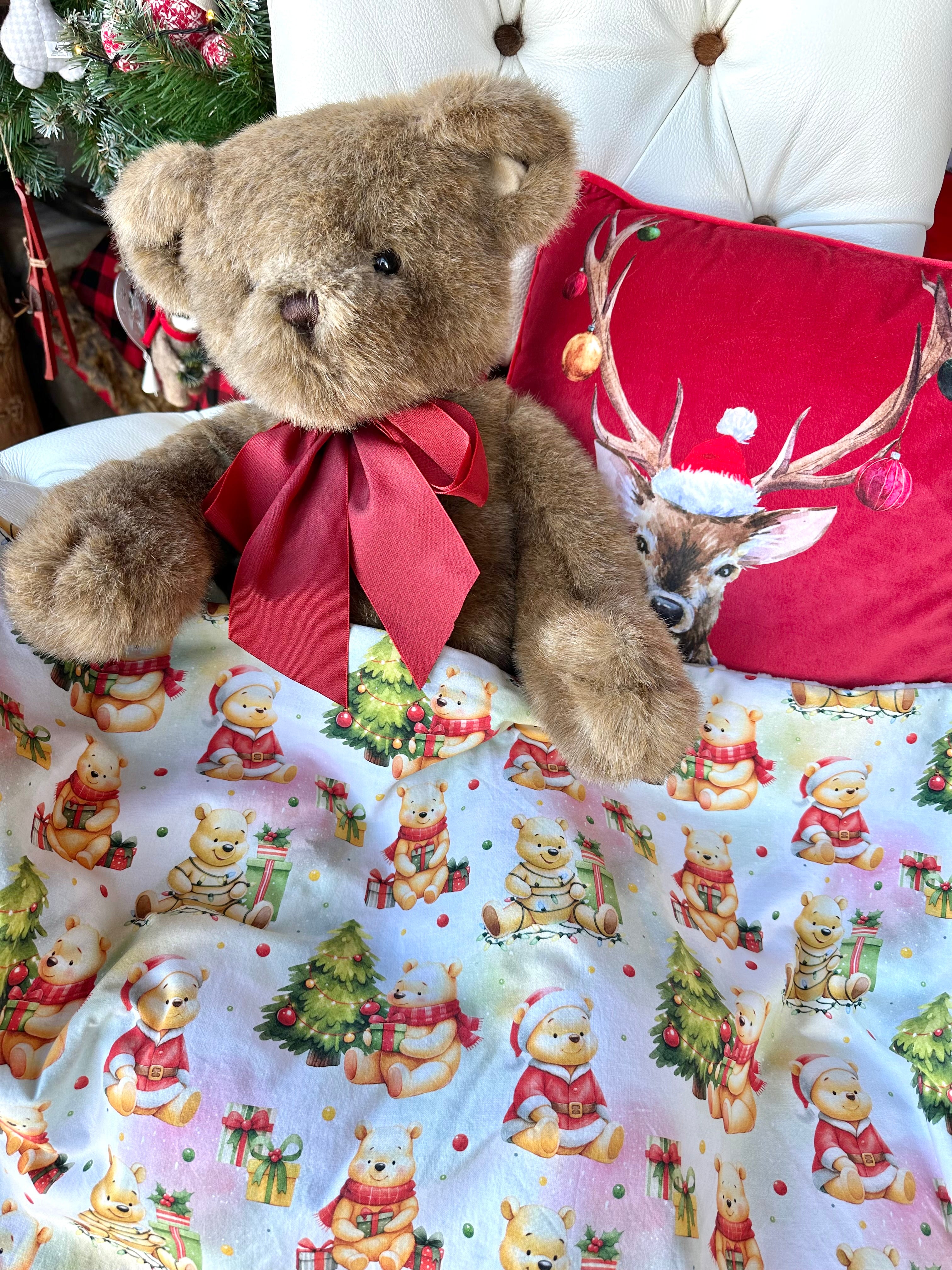 Couverture TEDDY BEAR FETE NOEL - 67x77cm - Crème