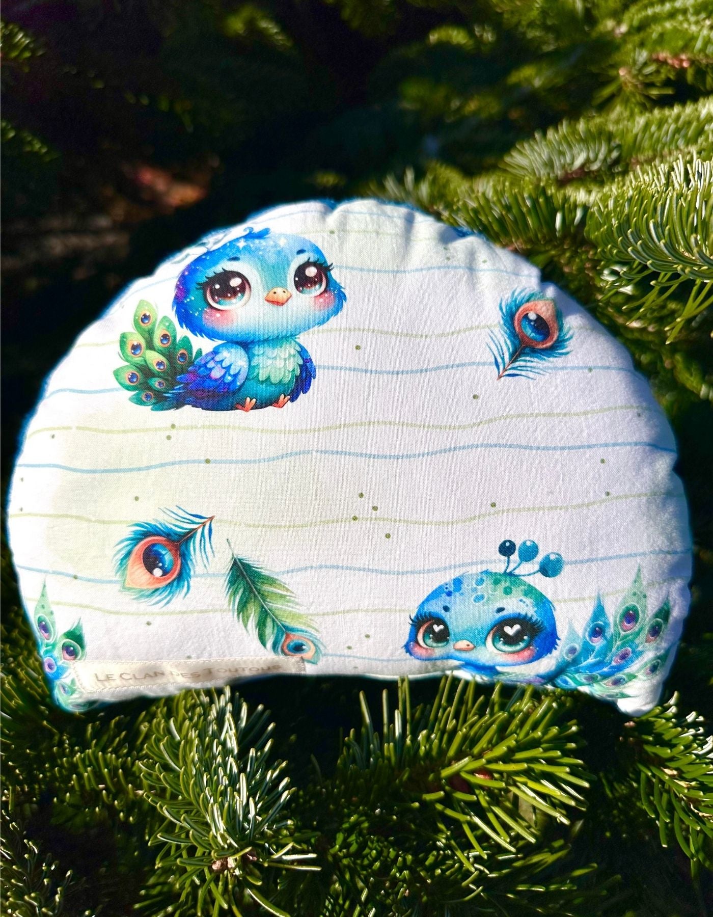 Grand coussin - LA PARADE DES PAONS - 27x19cm