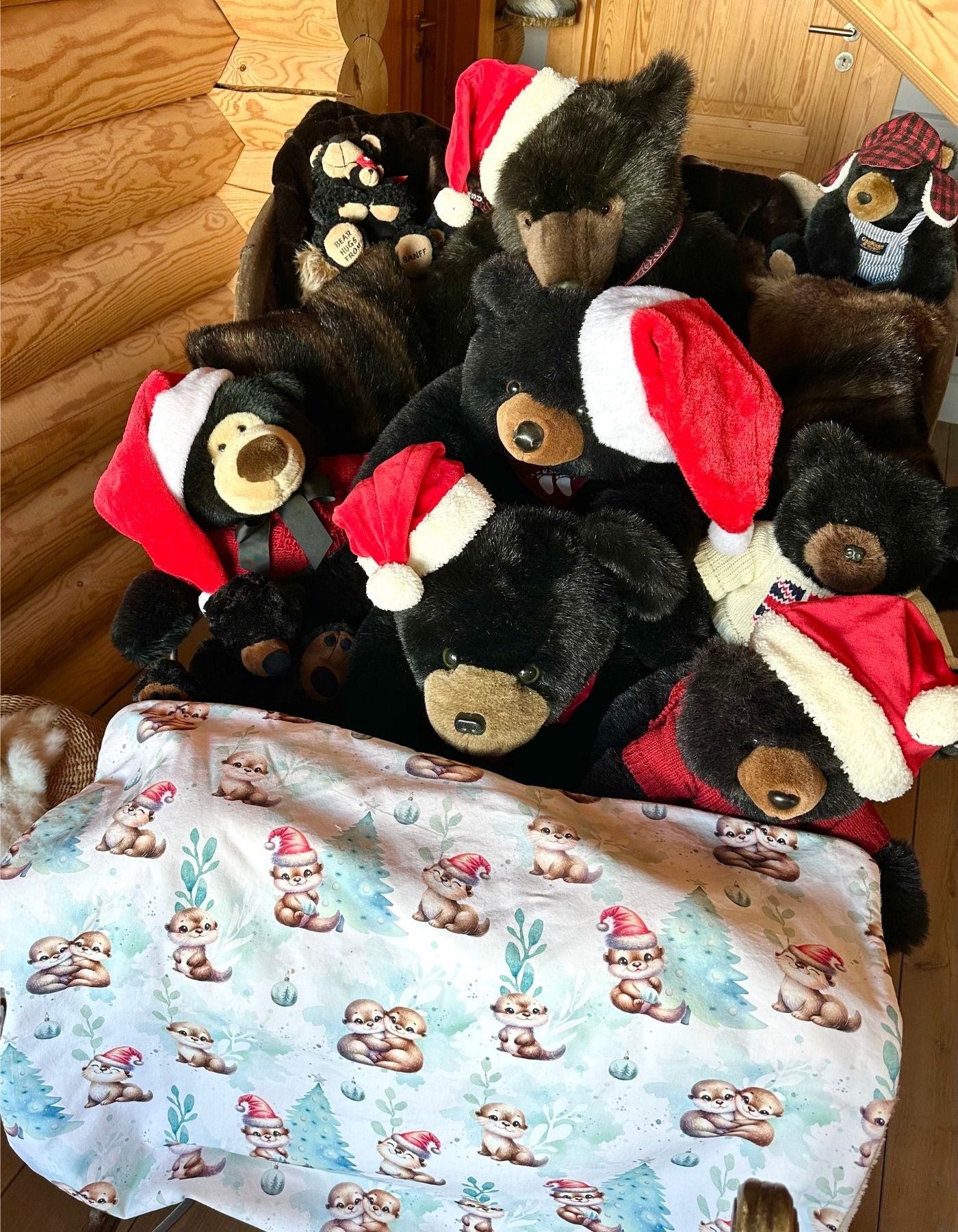 Couverture - LES PETITES LOUTRES FETENT NOEL - 67x77 - Fausse fourrure