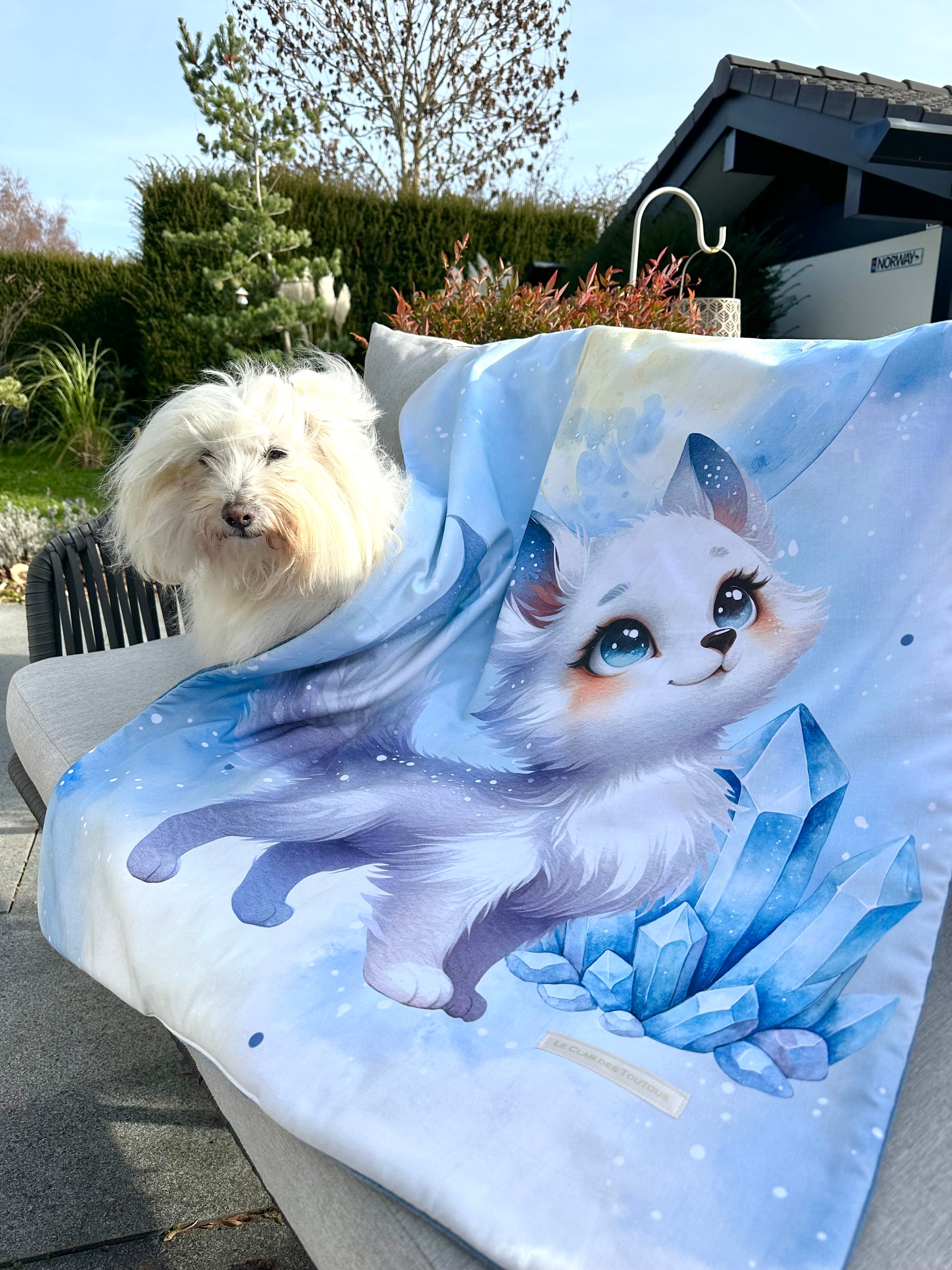 Plaid PETIT RENARD POLAIRE SOUS LA LUMIERE DE LA LUNE - 92x70cm