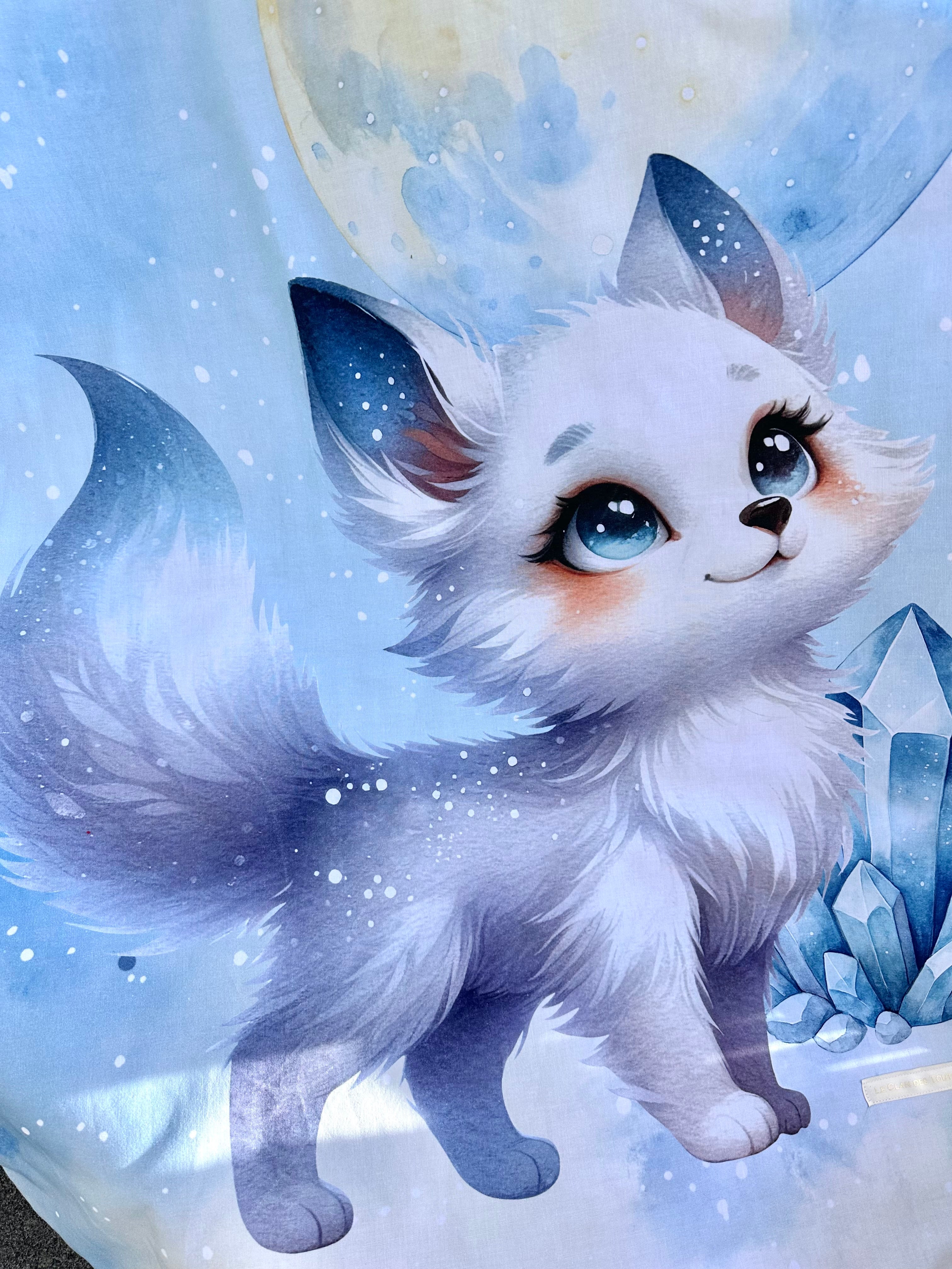 Plaid PETIT RENARD POLAIRE SOUS LA LUMIERE DE LA LUNE - 92x70cm