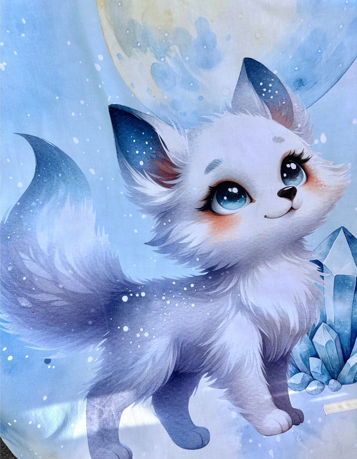 Plaid - PETIT RENARD POLAIRE SOUS LA LUMIERE DE LA LUNE - 92x70cm