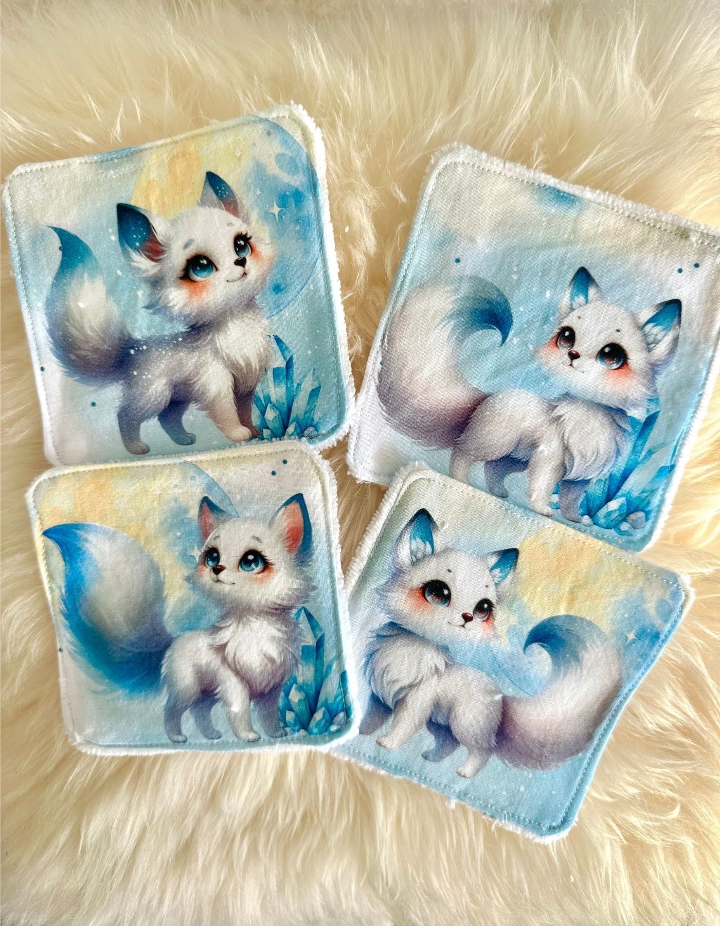 Pack de 4 lingettes -PETIT RENARD SOUS LA LUEUR DE LA LUNE